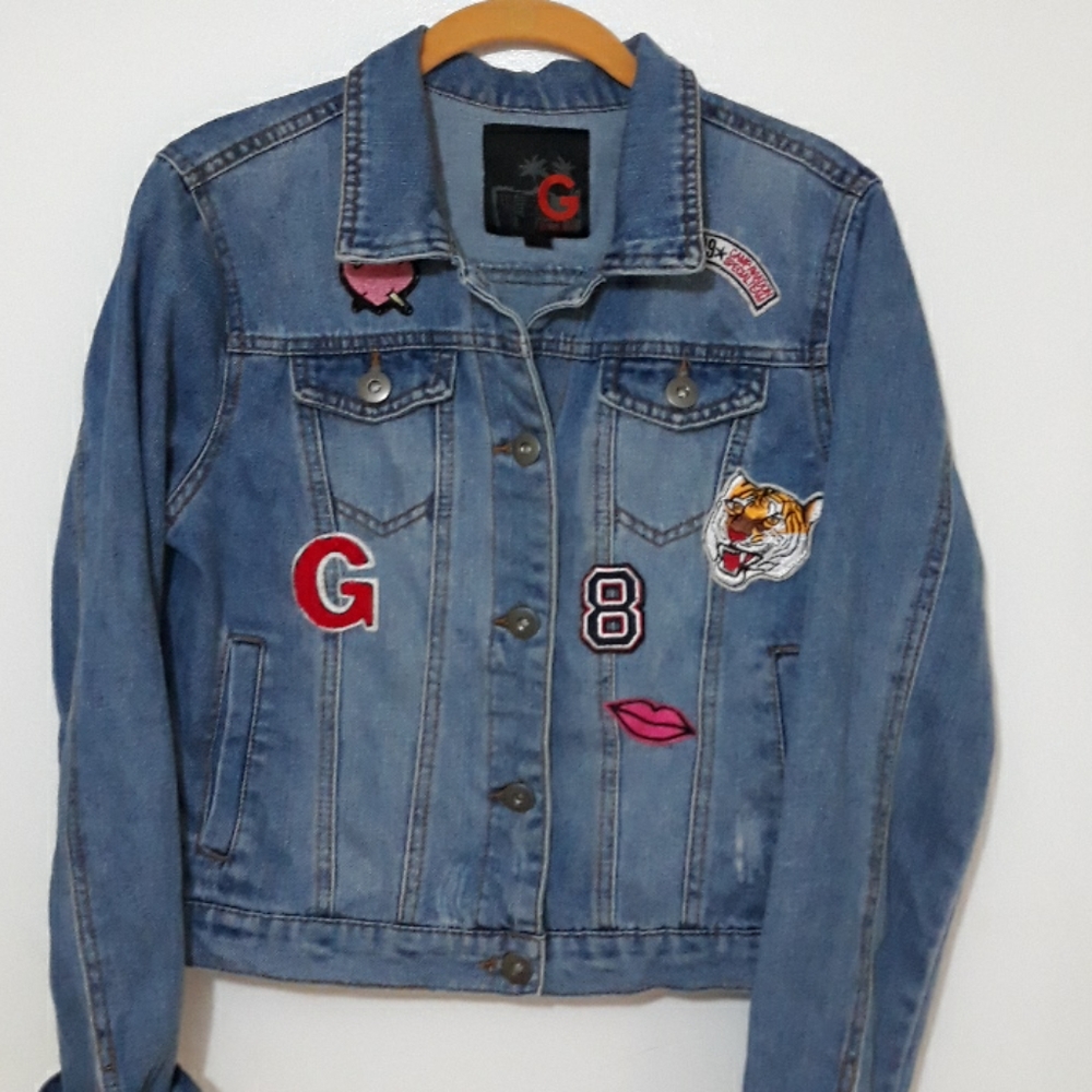 Guess denim jacket with patches